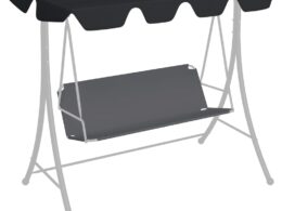 vidaXL Replacement Canopy for Garden Swing Black 74"/66.1"x57.1"/43.3"