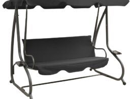 vidaXL Outdoor Swing Bench with Canopy Anthracite