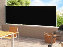 vidaXL Patio Retractable Side Awning 78.7"x196.9" Black