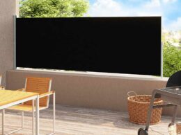 vidaXL Patio Retractable Side Awning 86.6"x196.9" Black