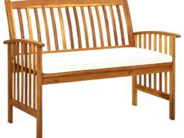 vidaXL Patio Bench with Cushion 46.9" Solid Acacia Wood
