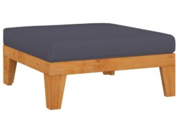 vidaXL Sectional Footrest with Dark Gray Cushion Solid Acacia Wood