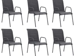 vidaXL Stackable Patio Chairs 6 pcs Steel and Textilene Anthracite
