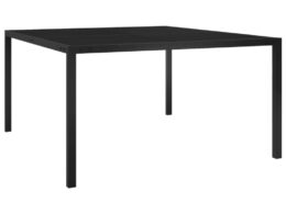vidaXL Patio Table 51.2"x51.2"x28.3" Black Steel and Glass