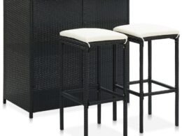 vidaXL 3 Piece Bar Set Poly Rattan Black