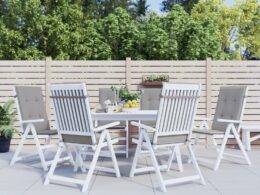 vidaXL Garden Highback Chair Cushions 6 pcs Gray 47.2"x19.7"x1.2" Fabric
