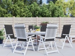 vidaXL Garden Highback Chair Cushions 6 pcs Black 47.2"x19.7"x1.2" Fabric