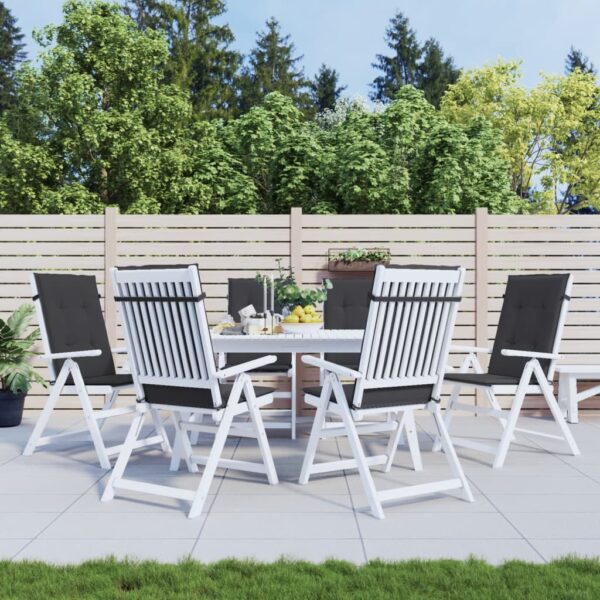 vidaXL Garden Highback Chair Cushions 6 pcs Black 47.2"x19.7"x1.2" Fabric