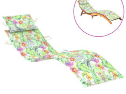 vidaXL Sun Lounger Cushion Leaf Pattern 73.2"x22.8"x1.2" Oxford Fabric