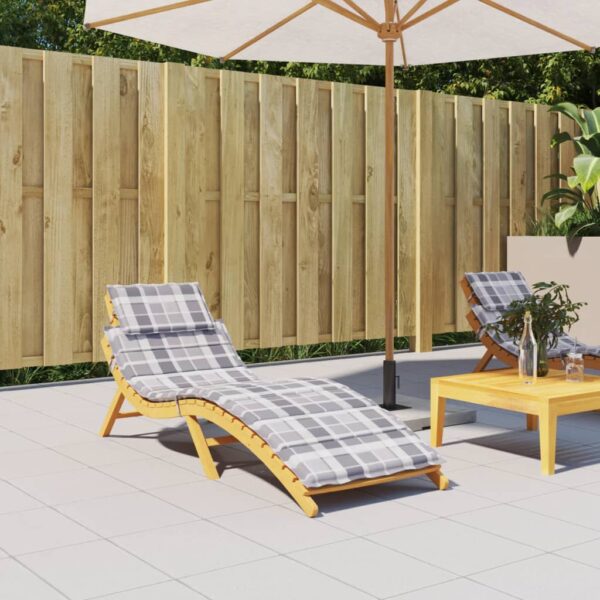 vidaXL Sun Lounger Cushion Gray Check Pattern 73.2"x22.8"x1.2" Oxford Fabric