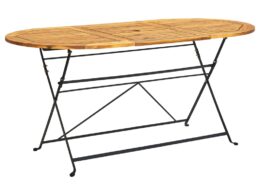 vidaXL Patio Table 63"x33.5"x29.1" Solid Acacia Wood Oval