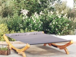 vidaXL Patio Lounge Bed 65"x74.2"x18.1" Solid Bent Wood Anthracite