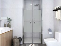 vidaXL Shower Door Half Frosted ESG 33.9"x74.8"