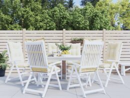 vidaXL Garden Highback Chair Cushions 6 pcs Cream 47.2"x19.7"x2.8" Fabric