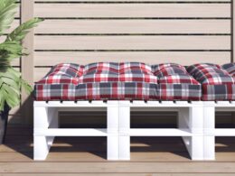vidaXL Pallet Cushion Red Check Pattern 47.2"x31.5"x4.7" Fabric