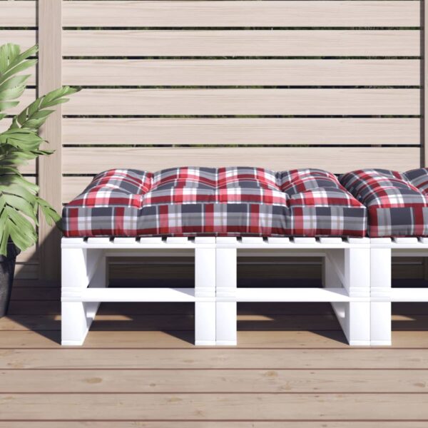 vidaXL Pallet Cushion Red Check Pattern 47.2"x31.5"x4.7" Fabric
