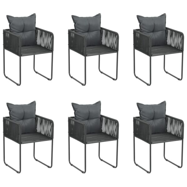 vidaXL Patio Chairs 6 pcs with Pillows Poly Rattan Black