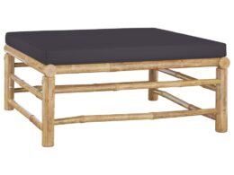 vidaXL Patio Footrest with Dark Gray Cushion Bamboo