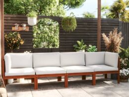 vidaXL 4-Seater Patio Sofa with Cushion Solid Acacia Wood