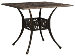 vidaXL Patio Table Bronze 35.4"x35.4"x28.7" Cast Aluminum
