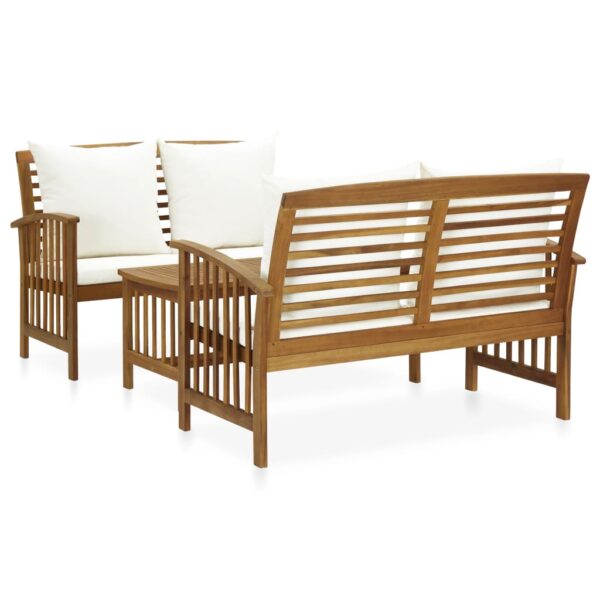 vidaXL 3 Piece Patio Lounge Set with Cushions Solid Acacia Wood