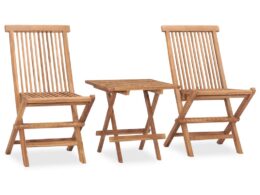vidaXL 3 Piece Folding Patio Dining Set Solid Teak Wood