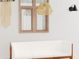 vidaXL 3 Piece Patio Lounge Set with Cushions Solid Acacia Wood