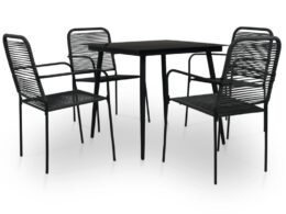 vidaXL 5 Piece Patio Dining Set Cotton Rope and Steel Black