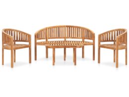 vidaXL 4 Piece Banana Patio Lounge Set Solid Teak Wood