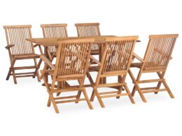vidaXL 7 Piece Folding Patio Dining Set Solid Teak Wood