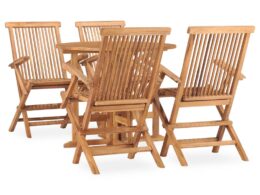 vidaXL 5 Piece Folding Patio Dining Set Solid Teak Wood