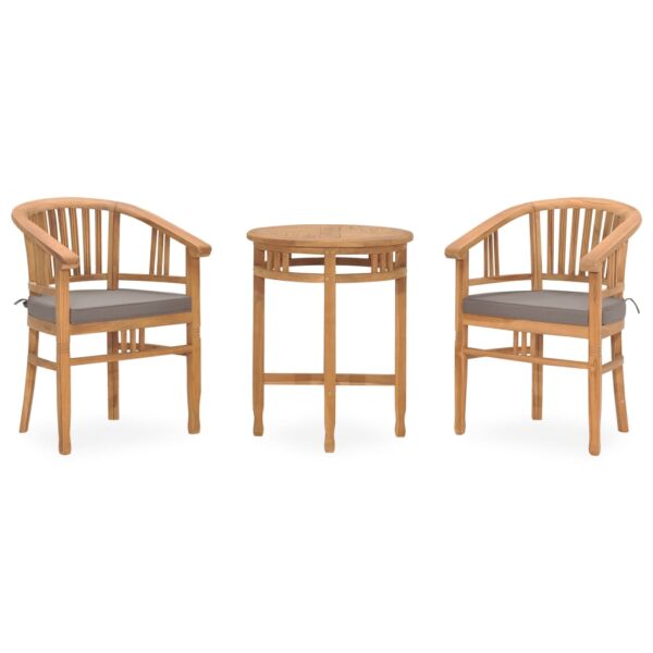 vidaXL 3 Piece Patio Dining Set with Cushions Solid Teak Wood