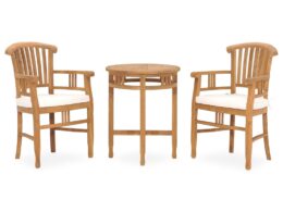 vidaXL 3 Piece Patio Dining Set with Cushions Solid Teak Wood