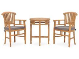 vidaXL 3 Piece Patio Dining Set with Cushions Solid Teak Wood