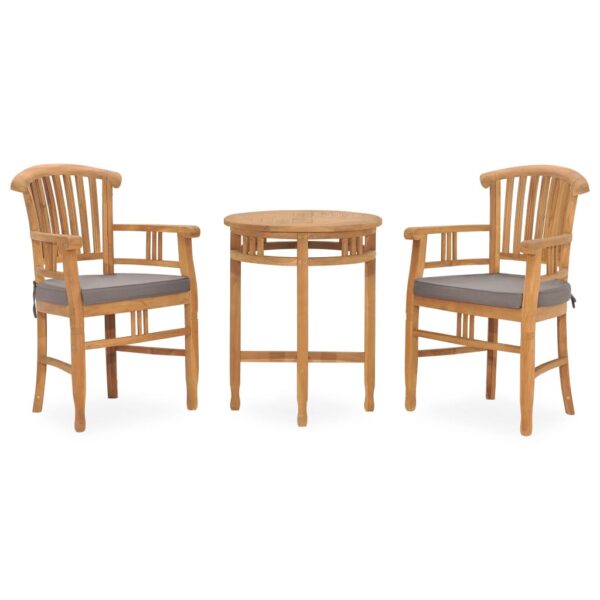 vidaXL 3 Piece Patio Dining Set with Cushions Solid Teak Wood