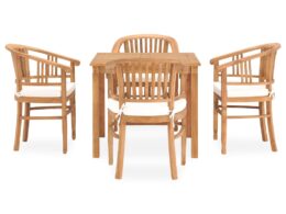 vidaXL 5 Piece Patio Dining Set with Cushions Solid Teak Wood
