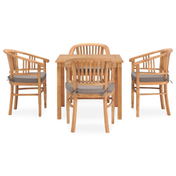 vidaXL 5 Piece Patio Dining Set with Cushions Solid Teak Wood