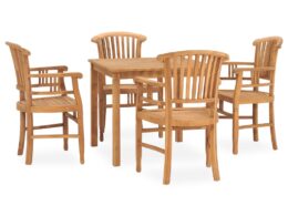 vidaXL 5 Piece Patio Dining Set Solid Teak Wood