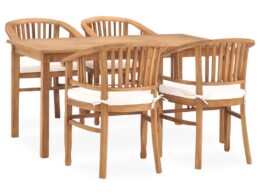 vidaXL 5 Piece Patio Dining Set with Cushions Solid Teak Wood