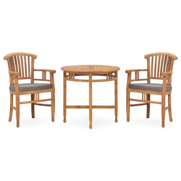 vidaXL 3 Piece Patio Dining Set with Cushions Solid Teak Wood