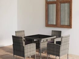 vidaXL 5 Piece Patio Dining Set Poly Rattan Anthracite