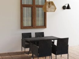 vidaXL 5 Piece Patio Dining Set Poly Rattan Black