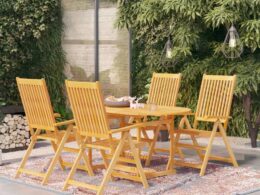 vidaXL 5 Piece Patio Dining Set Solid Teak Wood