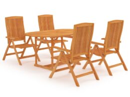 vidaXL 5 Piece Patio Dining Set Solid Teak Wood