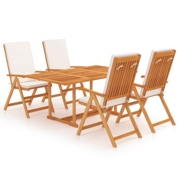 vidaXL 5 Piece Patio Dining Set with Cushions Solid Teak Wood
