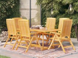 vidaXL 7 Piece Patio Dining Set Solid Teak Wood