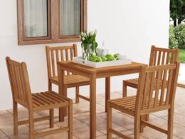 vidaXL 5 Piece Patio Dining Set Solid Teak Wood
