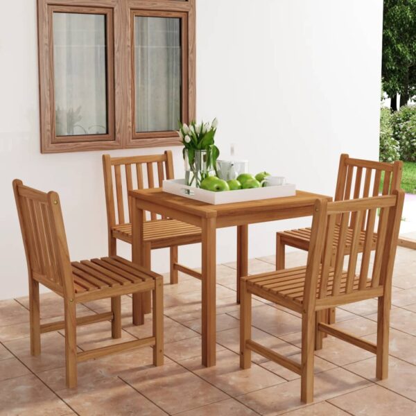 vidaXL 5 Piece Patio Dining Set Solid Teak Wood