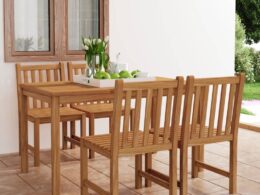 vidaXL 5 Piece Patio Dining Set Solid Teak Wood