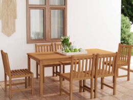 vidaXL 7 Piece Patio Dining Set Solid Teak Wood